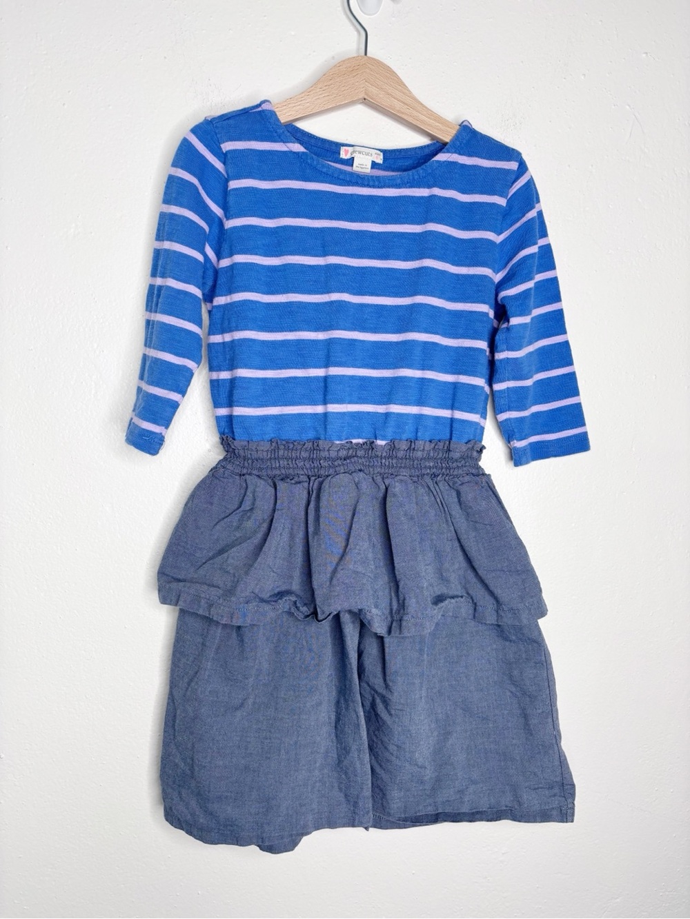 J.Crew Crewcuts Striped Chambray Tiered Dress Blue Purple Size 6